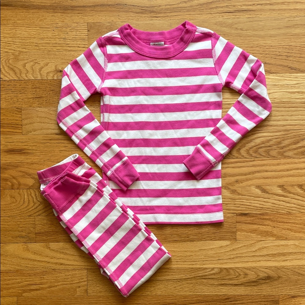 Hanna Andersson Pink and White Striped Long-Sleeve Pajama Set